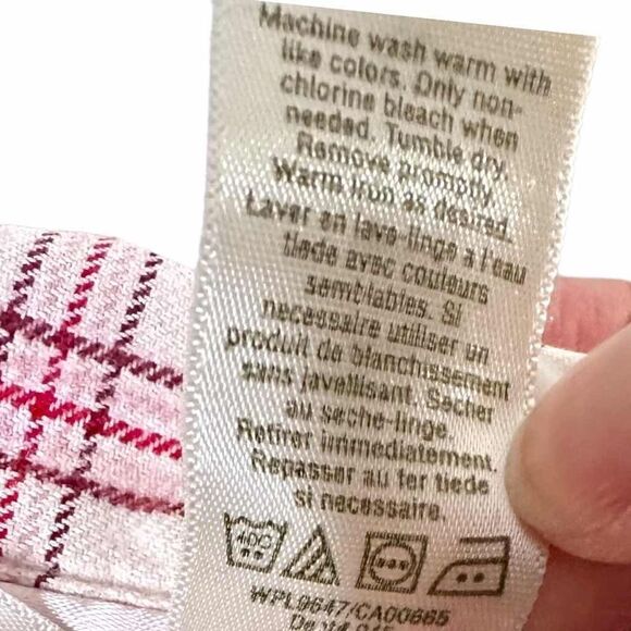 Eddie Bauer Pink Plaid Button Up Sleep Top - Size Petite L - Picture 6 of 6